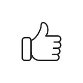 Like, Social Media, Hand Line Icon. Editable Stroke. Pixel Perfect. For Mobile and Web.