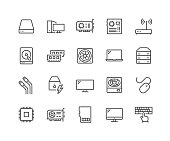 Line Computer Components Icons