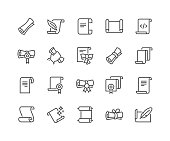 Line Scrolls and Papers Icons