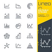 Lineo Editable Stroke - Diagrams and Graphs line icons