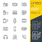 Lineo Editable Stroke - Media and Technology line icons
