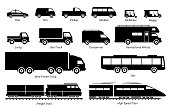 List of commercial landed vehicles transportation icons.
