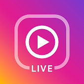 Live icon for social media. Streaming sign. Broadcasting logo. Play button. Online blog banner. Vector illustration design