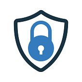 Lock, protection, security icon. Editable vector isolated on a white background