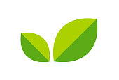 Logo with leaves, Green Foliage Icon in a minimalist style.