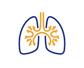 Lungs line icon. Pneumonia disease sign. Vector