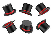 Magic hat. Clothes for magician or gentleman vector realistic top hat