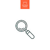 Magnifying Glass Icon with Editable Stroke
