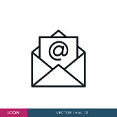 Mail icon vector illustration design template. Editable stroke.