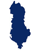 Map of Albania in blue colour