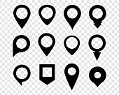 Map pin collection. location markers of different shape. Vector icons