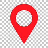 A map pin icon with a transparent background. Vector.