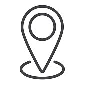 Map pointer line icon, web and mobile, gps sign