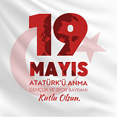 19 mayis Ataturk'u Anma, Genclik ve Spor Bayrami, translation: 19 may Commemoration of Ataturk, Youth and Sports Day.