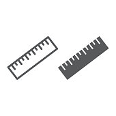 Measure tool line and glyph icon, tools and design, ruler sign, vector graphics, a linear pattern on a white background, eps 10.