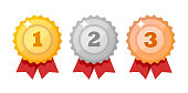 Medal icon set isolated on white. Competition Awards flat style - Vector design elements.