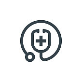 medic stethoscope concept logotype template design. Business logo icon shape. medic stethoscope simple logo illustration