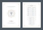 Menu design template with cover and restaurant vintage logo vector brochure