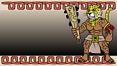 mexican aztec warrior tezcatlipoca god cartoon