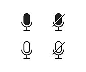 Microphone ON and OFF vector icon. Modern button for concept design. Isolated illustration