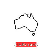 minimal editable stroke australia map icon