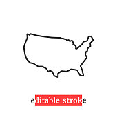 minimal editable stroke usa map icon