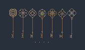 Modern graphic key collection gray