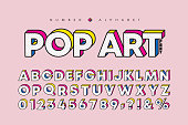 3D modern pop art vibrant color alphabet & number set.