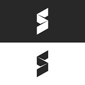 Modern S letter icon 3d ribbon isometric broken line simple shape, creative minimal style identity mark