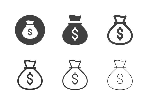 ilustraciones, imágenes clip art, dibujos animados e iconos de stock de iconos de bolsas de dinero - serie múltiple - bolsa de dinero