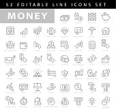 Money Editable Stroke Line Icons