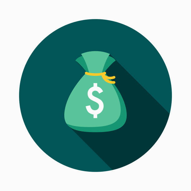 ilustraciones, imágenes clip art, dibujos animados e iconos de stock de icono de e-commerce de diseño plano de dinero - bolsa de dinero