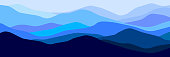 multicolor mountains panorama translucent waves abstract