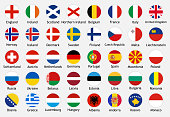 National flags of european countries with captions.