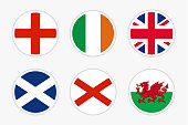 National Flags of United kingdom, vector Set on white background