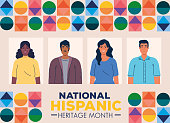 national hispanic heritage month with multiethnic group of people together