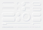 Neumorphic App Light UI Design Elements Set Vector