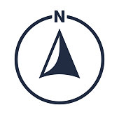 North arrow icon or N direction and navigation point symbol. Vector logo in circle for GPS navigator map