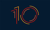 Number ten vector numbers alphabet, modern dynamic flat design with brilliant colorful for your unique elements design ; logo, corporate identity, application, creative poster & more