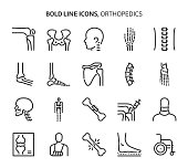 Orthopedics, bold line icons