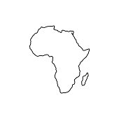 Outline map of Africa on white background.