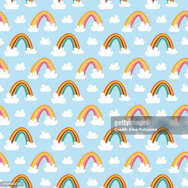 pattern with colorful rainbow clouds cartoon