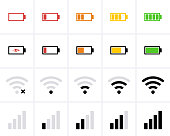 Phone bar status Icons, battery Icon, charge level, wifi signal strength.