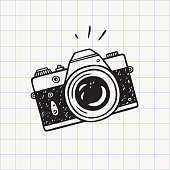 Photo camera doodle icon