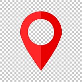 Pin map icon in flat style. Gps navigation vector illustration on isolated background. Target destination business concept.