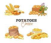 potato products banners chips pancakes french