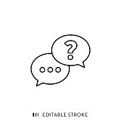 Questions and Answers Line Icon with Editable Stroke and Pixel Perfect.