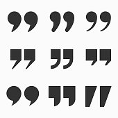 Quote mark icon set for conversation or definition. SET 3