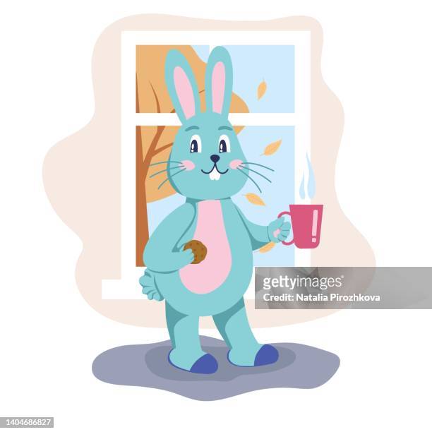 rabbit character with cookie cup his