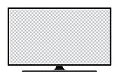 Realistic illustration of black TV with stand and blank transparent isolated screen with space for your text or image - vector